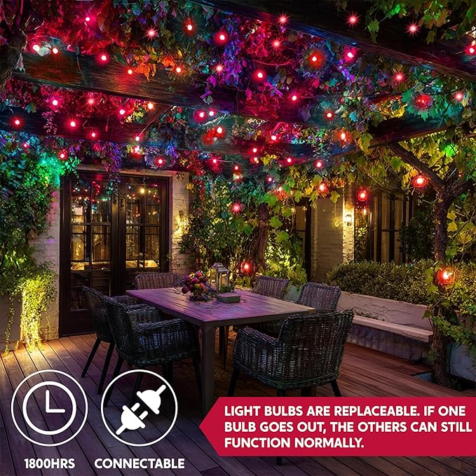 Joiedomi Red Christmas String Lights,100 Count 21.4FT Christmas Fairy Tree Lights Plug in for Indoor Outdoor Valentine's Day Xmas Decorations Patio Holiday Theme Party Yard House,Green Wire