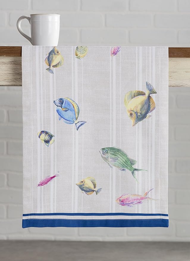 Maison d' Hermine Table Runner 100% Cotton Double Layer Table Runners 108 inches Long Decorative for Home Kitchen Dining Party Baby Shower Wedding Bridal Shower Spring Summer (Poisson, 14.50" x 108")