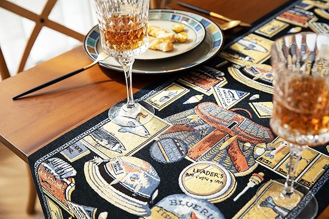 13×72 Inch Table Runner, Retro-Luxury Tassels Series for Kitchen Dining Table Holiday Decoration (Yankee Style)
