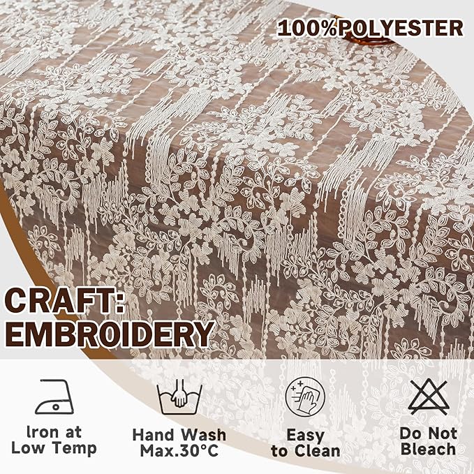 Lace Embroidered Tablecloth. Rectangle Lace Vintage Tablecloth Dustproof Table Protector for Kitchen Dining Room Party Banquet Home Picnic Wedding Decoration (Creamy White 70.5×53 inch)