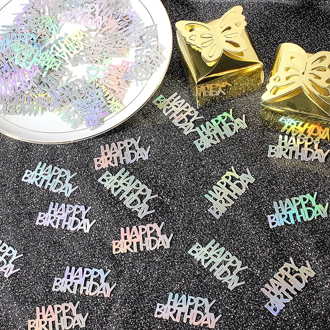 Birthday Confetti Happy Birthday Party Table Decorations Rainbow Silver Paper Table Scatters for Kids/Adult Birthday Anniversary DIY Crafts Party Supplies 100PC