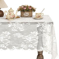 Jayla White Lace Tablecloth for Rectangular Tables, Vintage Style Wedding Table Cloths for Reception, Baby Shower, Birthday Party, Formal Dining, Dinner Parties 60 X 102 Inches