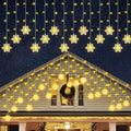 150 LED Christmas Icicle Lights with Snowflakes, Hanging Snowflake Light with 8 Modes, Connectable Warm White Icicle Lights for Outside, Roof, Window, Holiday Party Decor