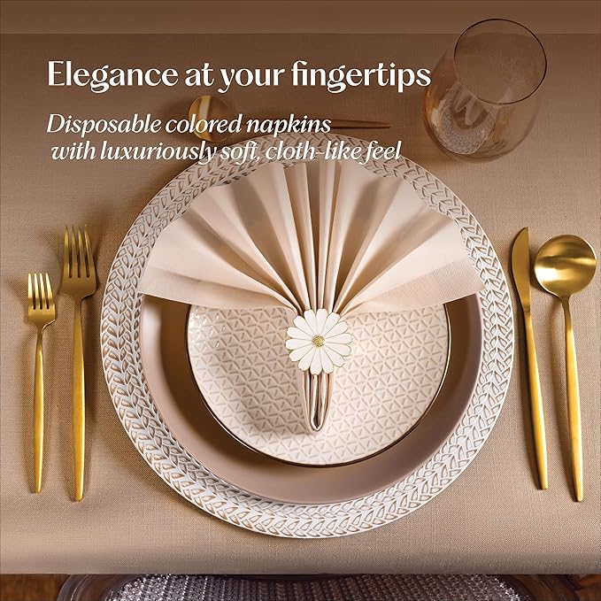 50-Pack Disposable Linen-Feel Green Napkins, 12" x 17" Cloth-Like Paper Dinner Napkins For Christmas, Wedding, Bathroom, Party Or Event