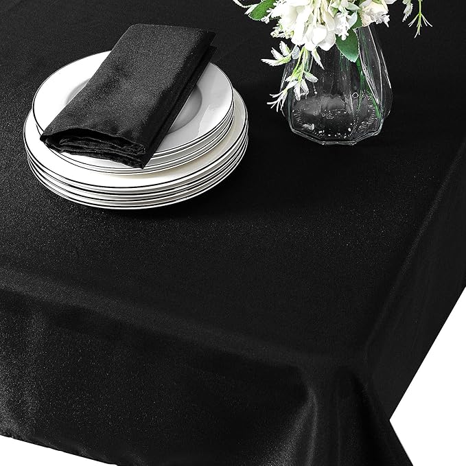 Cupuamon Square Tablecloth 52x52 inch Washable Polyester Fabric Table Cloth for Wedding Party Dining Banquet Decoration（52x52,Black）