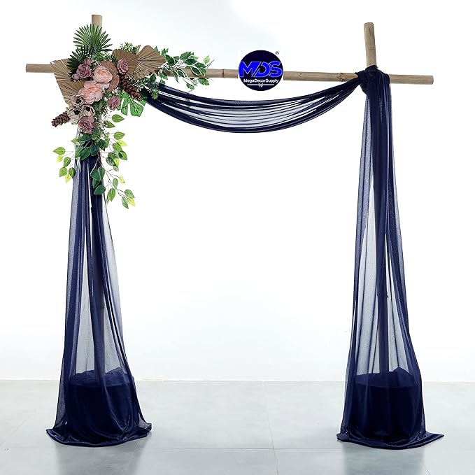 MDS Halloween Chiffon Draping Fabric - 2 Panel, 30" Wide x 20ft Long - Sheer Spooky Arbor & Canopy Drapery for Haunted House Backdrops, Party Ceilings, DIY Costumes & Themed Events - Navy Blue
