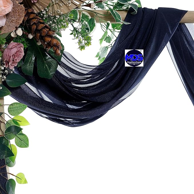 MDS Halloween Chiffon Draping Fabric - 2 Panel, 30" Wide x 40ft Long - Sheer Spooky Arbor & Canopy Drapery for Haunted House Backdrops, Party Ceilings, DIY Costumes & Themed Events - Navy Blue