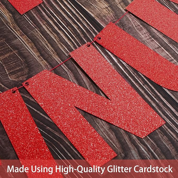 TaoBary 112 Pcs DIY Letter Kit Glitter Customizable Banner Letters Include 107 Letters and Numbers 3 Rope and 2 Needles for Birthday Halloween Christmas Wedding Valentine Party Decor(Red)