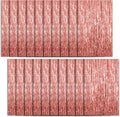 20 Pack Foil Curtain Backdrop Rose Gold Metallic Tinsel Foil Fringe Curtains Photo Booth Props for Birthday Wedding Engagement Baby Shower Bachelorette Christmas Holiday Celebration Party Decorations