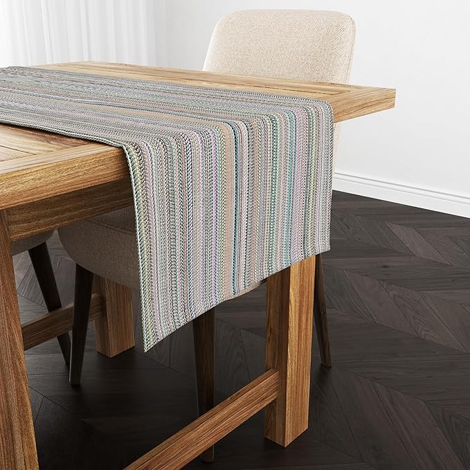 Ruvanti 100% Cotton Table Runner 108 Inches Long, Non-Slip, Stain Resistant, Washable & Reusable Table Runners Perfect for Wedding, Parties, Christmas, Holiday, in-Door use - Color More