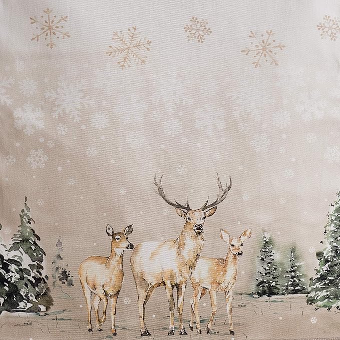 Maison d' Hermine Table Runner 100% Cotton Single Layer Table Runners 60 inches Long for Thanksgiving Christmas Decorations Home Kitchen Dining Party Wedding (Deer in The Woods, 14.5" x 60")