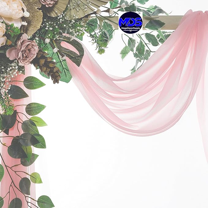 MDS Halloween Chiffon Draping Fabric - 1 Panel, 30" Wide x 40ft Long - Sheer Spooky Arbor & Canopy Drapery for Haunted House Backdrops, Party Ceilings, DIY Costumes & Themed Events - Blush Pink