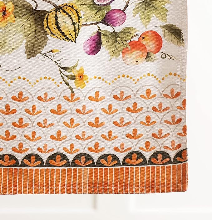 Maison d' Hermine Table Runner 100% Cotton Double Layer Table Runners 72 inches Long for Thanksgiving Christmas Decorations Home Kitchen Dining Wedding (Pumpkin Garden - Cloudy Cream, 14.5" x 72")