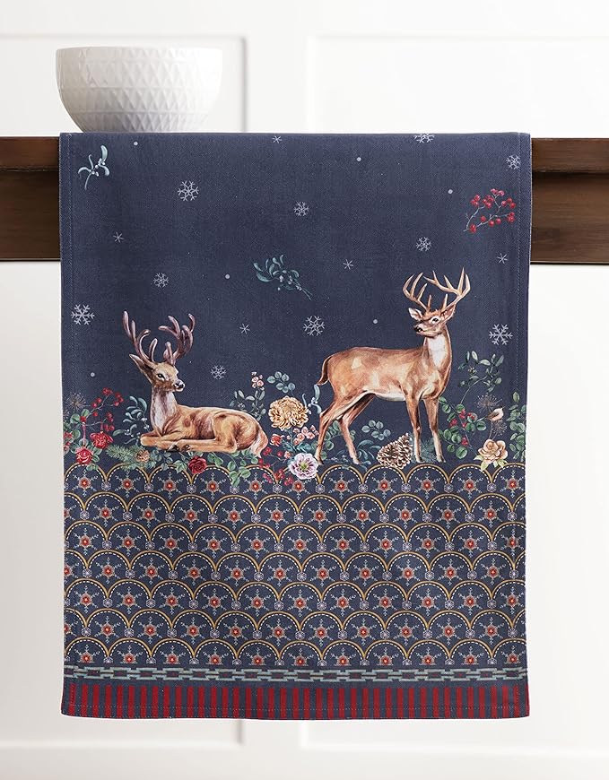 Maison d' Hermine Table Runner 100% Cotton Double Layer Table Runners 72 inches Long for Thanksgiving Christmas Decorations Home Kitchen Dining Party Wedding (Christmas Joy, 14.5" x 72")
