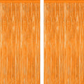 2 Pack Backdrop Curtains, 3.28 FT x 7.05 FT Orange Color Tinsel Backdrop, Metallic Party Streamer Fringe Curtains, Foil Curtains Halloween Decor Birthday Party Supplies