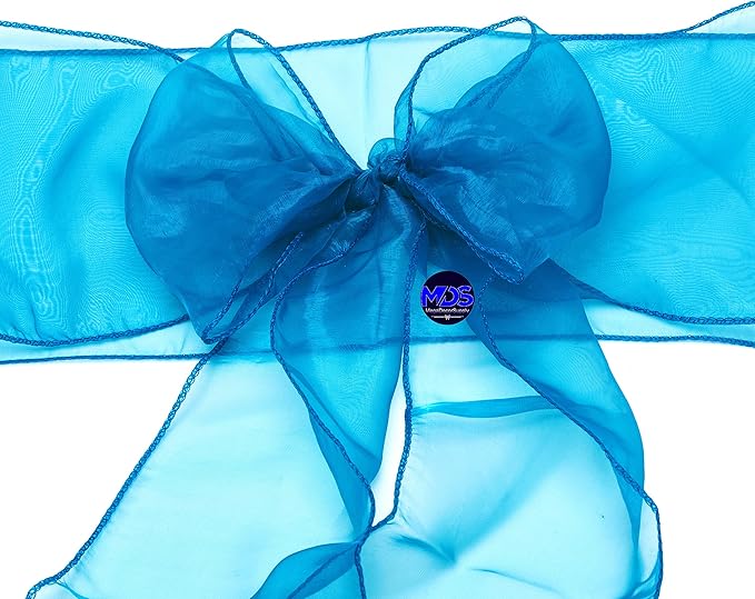 MDS Pack of 25 PCS Organza Chair Sashes Wider Dining Chair Bows Ribbon Tie Back for Wedding Party Birthday Bridal Shower Reception Event Banquet Home Chair Cover Decoration - Dark Teal