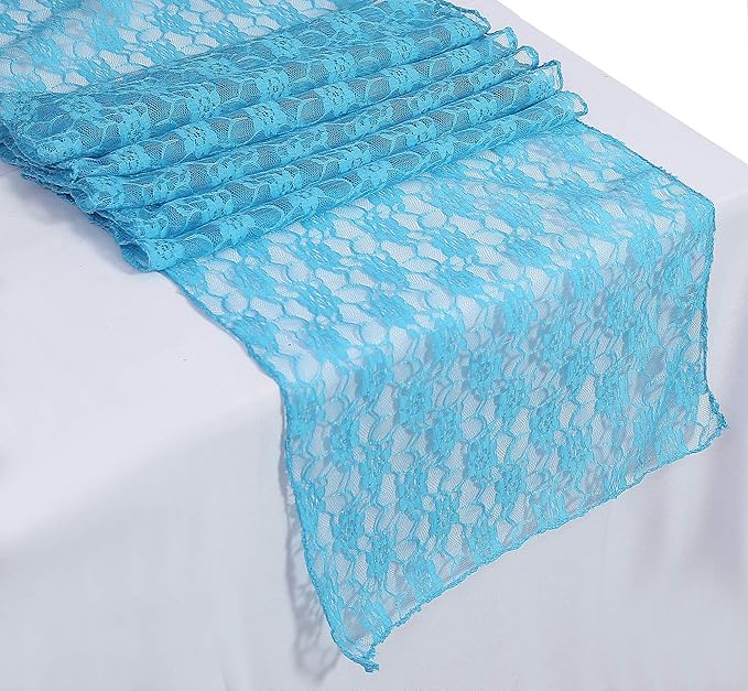MDS Pack of 12 Wedding 12 x 108 inches Satin Table Runner for Wedding, Decorations for Birthday Parties, Banquets, Graduations, Engagements, Runners fit Rectangle, Round Table- Turquoise