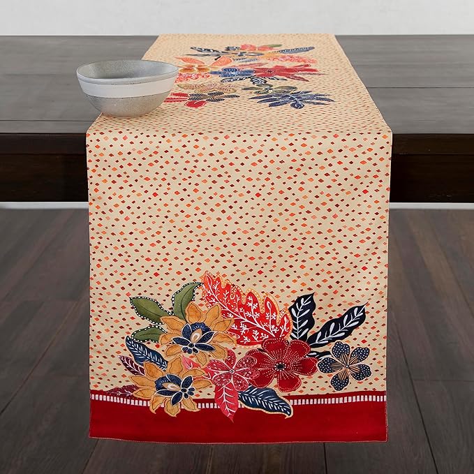 Maison d' Hermine Table Runner 100% Cotton Single Layer Table Runners 72 inches Long for Thanksgiving Christmas Decorations Home Kitchen Dining Party Wedding (Kalahari, 14.5" x 72")