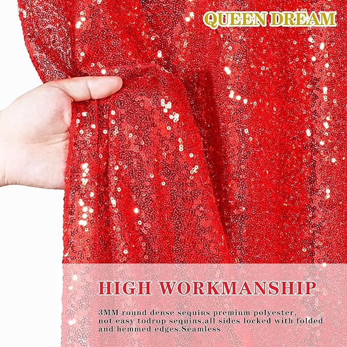 Sparkly Backdrop Curtains 6 Pcs 2ftx8ft Red Curtains Birthday Party Backdrop Sequin Fabric Christmas Decorations