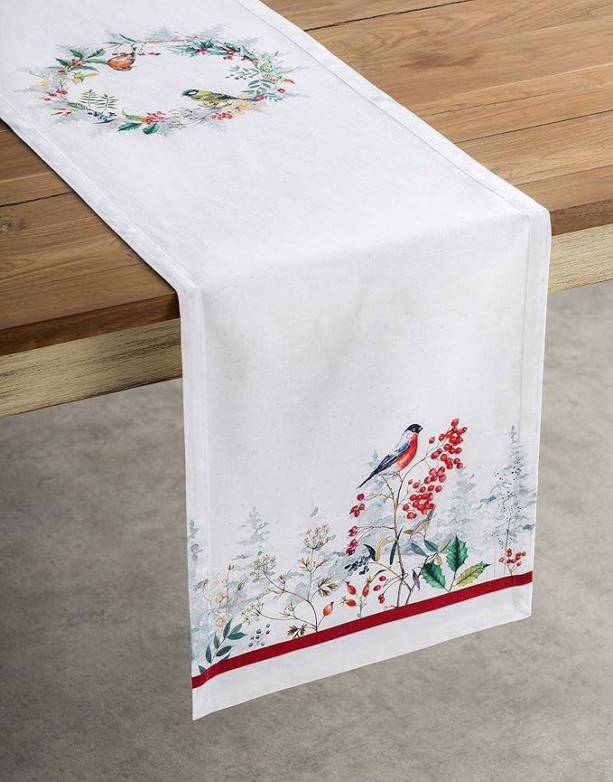 Maison d' Hermine Table Runner 100% Cotton Single Layer Table Runners 60 inches Long Decorative for Home Kitchen Dining Party Baby Shower Wedding Bridal Shower (Morzine, 14.50" x 60")