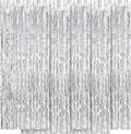 5 Pack Silver Fringe Backdrop 3.2ft x 8.2ft Silver Foil Fringe Curtains Party Tinsel Curtain Backdrop Streamers for Birthday Party Decoration Wedding Christmas Decoration (Silver)