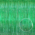 GOER 3.2 ft x 8.2 ft Metallic Tinsel Foil Fringe Curtains Party Photo Backdrop Party Streamers for Birthday,Graduation,New Year Eve Decorations Wedding Decor(3 Packs,Shiny Green)
