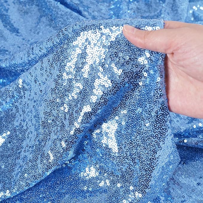 SquarePie Sequin Tablecloth 60 x 102 Inch Baby Blue Sparkly Table Linen for Wedding Party