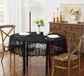 LinenZone Black Round Tablecloth for Rustic Vintage Decor. Sheer Lace Tablecloth Works Great As Wedding, Thanksgiving or Christmas Decor (Mia 48 Round, Black)