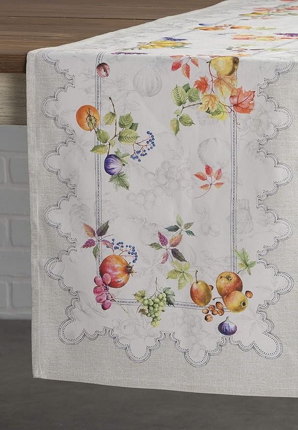 Maison d' Hermine Table Runner 100% Cotton Single Layer Table Runners 36 inches Long for Thanksgiving Christmas Decorations Home Kitchen Dining Party Wedding (Fruit D'Hiver, 14.5" x 36")