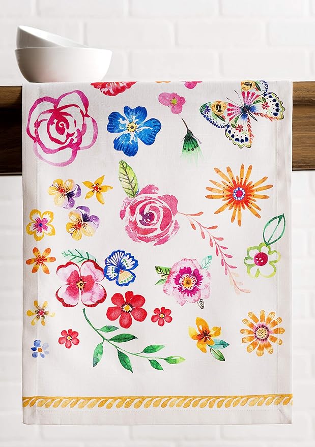 Maison d' Hermine Table Runner 100% Cotton Single Layer Table Runners 108 inches Long Decorative for Home Dining Party Wedding Bridal Shower Spring Summer (Happy Florals - Sweety, 14.50" x 108")