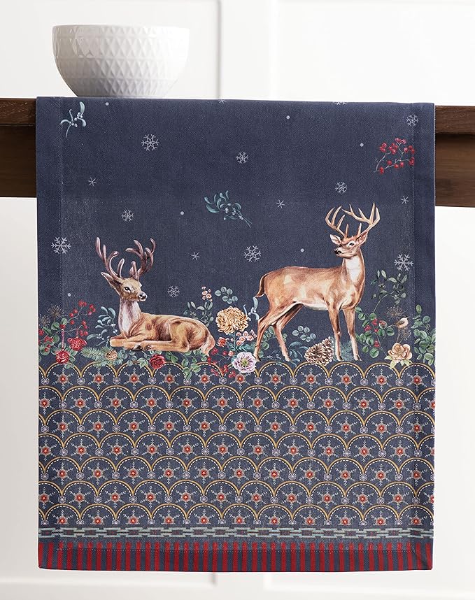 Maison d' Hermine Table Runner 100% Cotton Single Layer Table Runners 108 inches Long for Thanksgiving Christmas Decorations Home Kitchen Dining Party Wedding (Christmas Joy, 14.5" x 108")