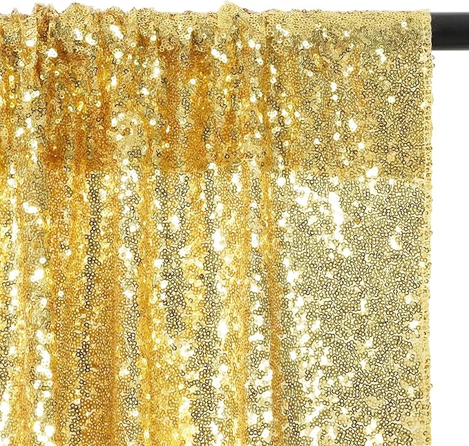 Poise3EHome 8FT x 10FT Sequin Photography Backdrop Curtain for Party Decoration, Golden
