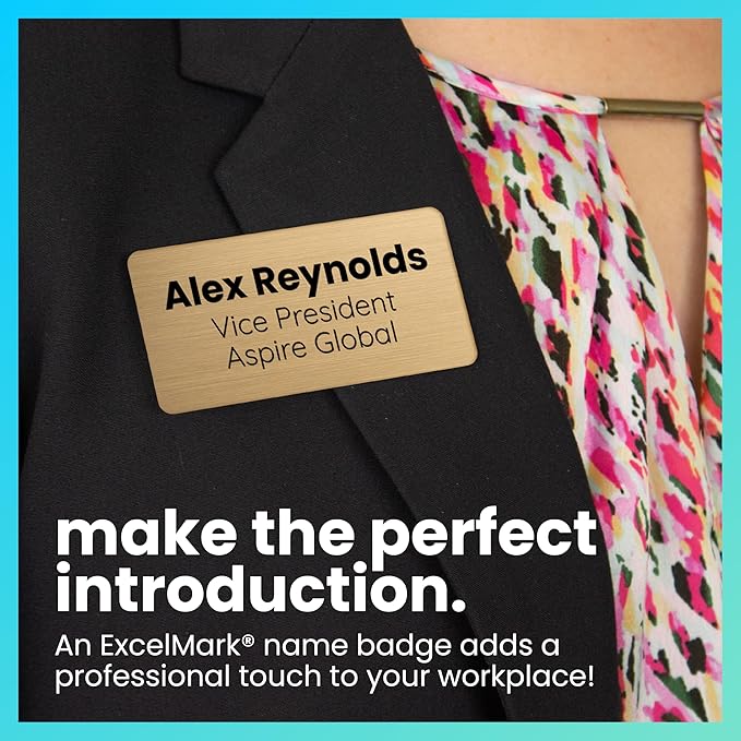 ExcelMark Custom Name Tag - Engraved Name Badge with Pin or Magnetic Backing, 16 Colors, 6 Fonts, and 2 Sizes to Choose from (Walnut w/White Letters, 1.5"x 3")