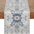Snycler Table Runner Boho Table Runners Vintage Elegant Farmhouse Table Center Linen Decor for Home Dining Party Entrance (13x48 Inch) Boho-White