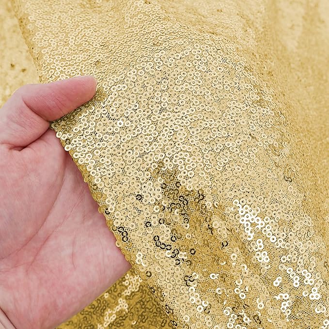 Gold Sequin Square Tablecloth - 50x50 inch, Luxurious Sparkle & Glitter Party Table Cloth, Wedding & Event Decoration