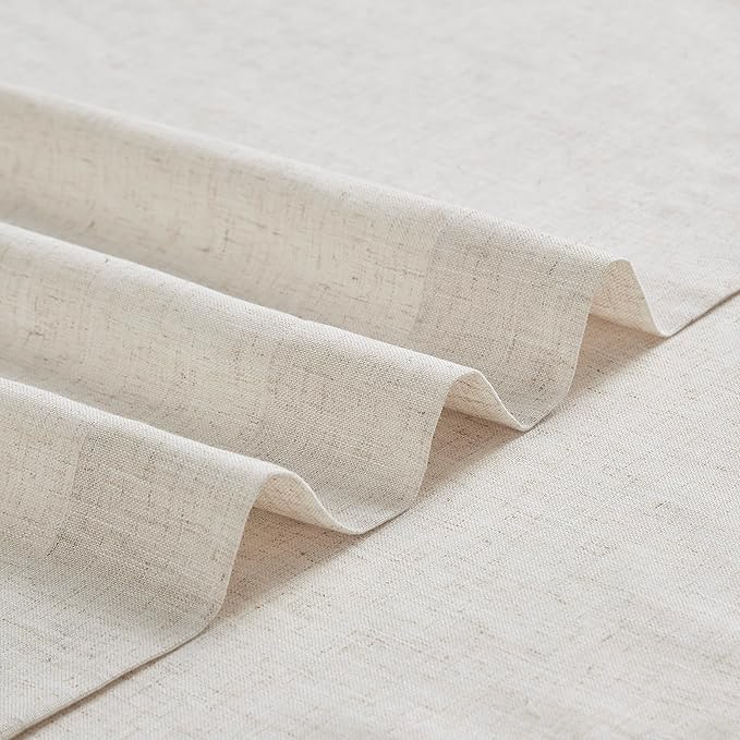 Vision Home Natural Pinch Pleated Semi Sheer Curtains Textured Linen Blended Light Filtering Window Curtains 84 inch for Living Room Bedroom Pinch Pleat Drapes with Hooks 2 Panels 42" Wx84 L