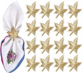 Set of 12 Gold Leaf Napkin Rings - 1.5 Inch Elegant Leaf Design, Lightweight Metal Table Décor for Wedding, Holiday, Thanksgiving, Formal Dining & Special Occasions - ALPHA Living HOME
