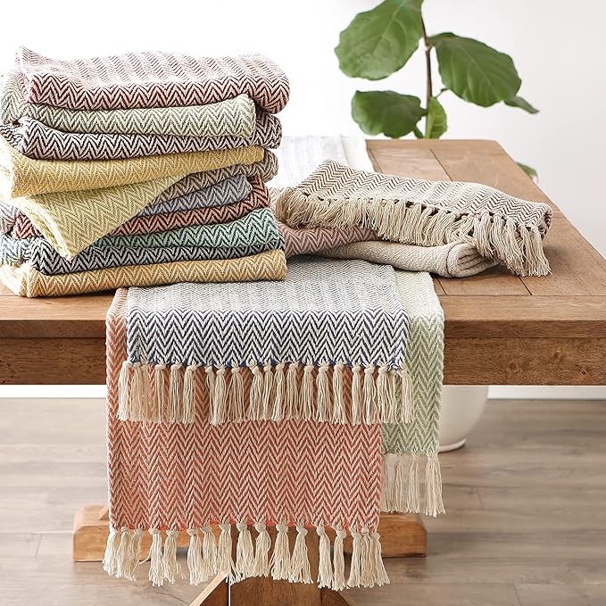 DII Woven Basic Tabletop Collection, Chevron Table Runner, 15x72, Barn Red