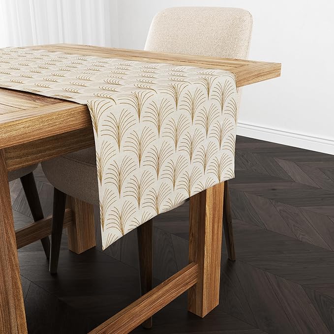 Ruvanti 100% Cotton Table Runner 108 Inches Long, Non-Slip, Stain Resistant, Washable & Reusable Table Runners Perfect for Wedding, Parties, Christmas, Holiday, in-Door use - Luminous