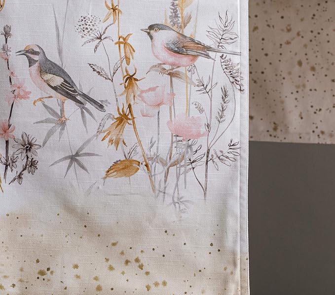 Maison d' Hermine Table runner 100% Cotton Double Layer Table Runners 72 inches long Decorative for Home Kitchen Dining Party Wedding Bridal Shower Spring Summer (Meadow Florals - Beige, 14.50" x 72")