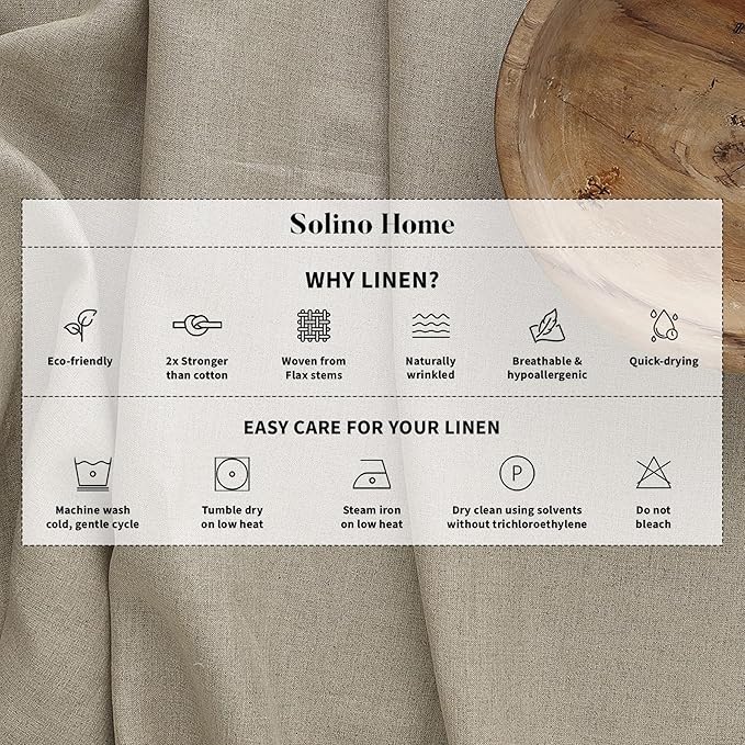Solino Home Linen Light Blue Table Runner 90 Inches Long - 100% Pure Linen Hemstitch 14 x 90 Inch Table Runner for Dining - Classic Hemstitch