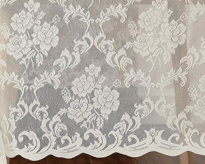LinenZone Ivory Round Tablecloth for Rustic Vintage Decor. Sheer Lace Works Great As Wedding, Thanksgiving or Christmas Tablecloth (Mia 70 Round, Ivory)