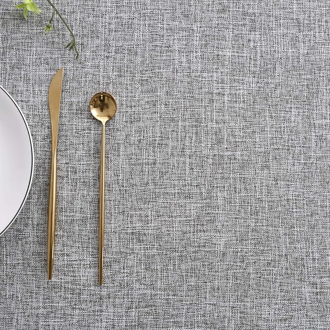 maxmill Flaxy Faux Linen Tablecloth with 2-Tone Slubby Yarn Texture Wrinkle Resistant Anti-Shrink Soft Table Cloth for Kitchen Dining Restaurant Tabletop Rectangle 60 x 120 Inch Light Gray