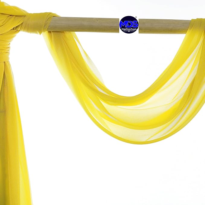 MDS Halloween Chiffon Draping Fabric - 2 Panel, 30" Wide x 30ft Long - Sheer Spooky Arbor & Canopy Drapery for Haunted House Backdrops, Party Ceilings, DIY Costumes & Themed Events - Yellow
