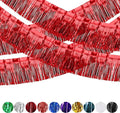 4 Pack Fringe Curtains, Metallic Foil Fringe Garland Shiny Tassel Float Parade Decorations for Trailer Car Graduation Homecoming Outdoor Indoor 4th of July Party (Red)