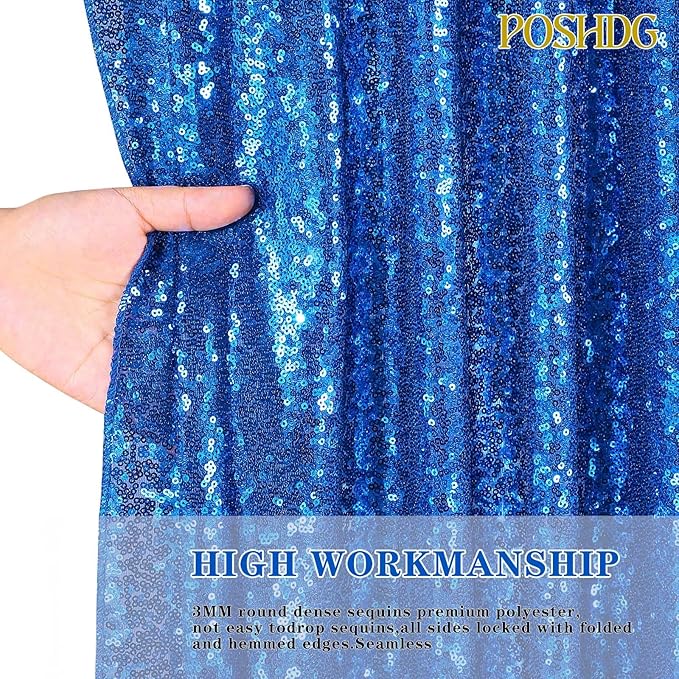 Sequin Backdrop Curtain Royal Blue Party Decorations: Glitter Photography Background 8ftx8ft for Birthday Wedding Baby Shower Photo Backdrop