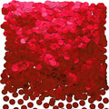 Red Foil Metallic Round Table Scatter Decor - Circle Dots Mylar Confetti for Wedding, Bachelorette, Valentine's, Mother's Day, Baby Shower & Birthday Parties - 60g