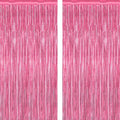 2 Pack Pink Party Decorations, 3.28 FT x 7.05 FT Pink Backdrop, Metallic Tinsel Backdrop Fringe Curtains Backdrop Curtains, Photo Backdrop Party Supplies Birthday Party Decorations