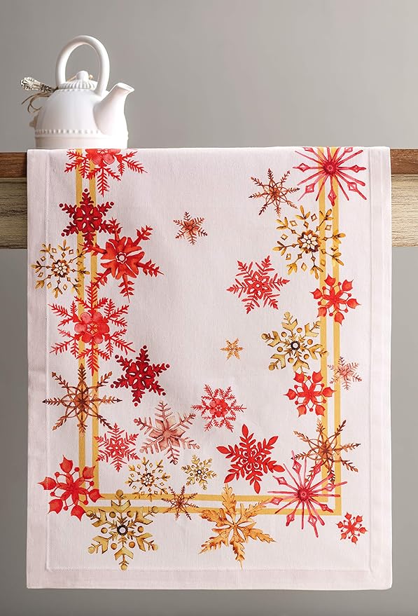Maison d' Hermine Table Runner 100% Cotton Single Layer Table Runners 90 inches Long for Thanksgiving Christmas Decorations Home Kitchen Dining Party Wedding (Crystal Star, 14.5" x 90")