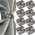 Napkin Rings Set of 8 for Dining Table Decoration Parties Everyday Metal Napkin Holder Napkin Rings for Dinner Table Decor, Wedding, Banquet, Party - Wenge Silver